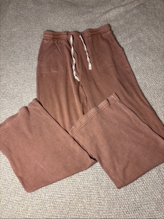 Jane and Delancey Pants - Ribbed Drawstring Lounge Pants with Pockets, Rust